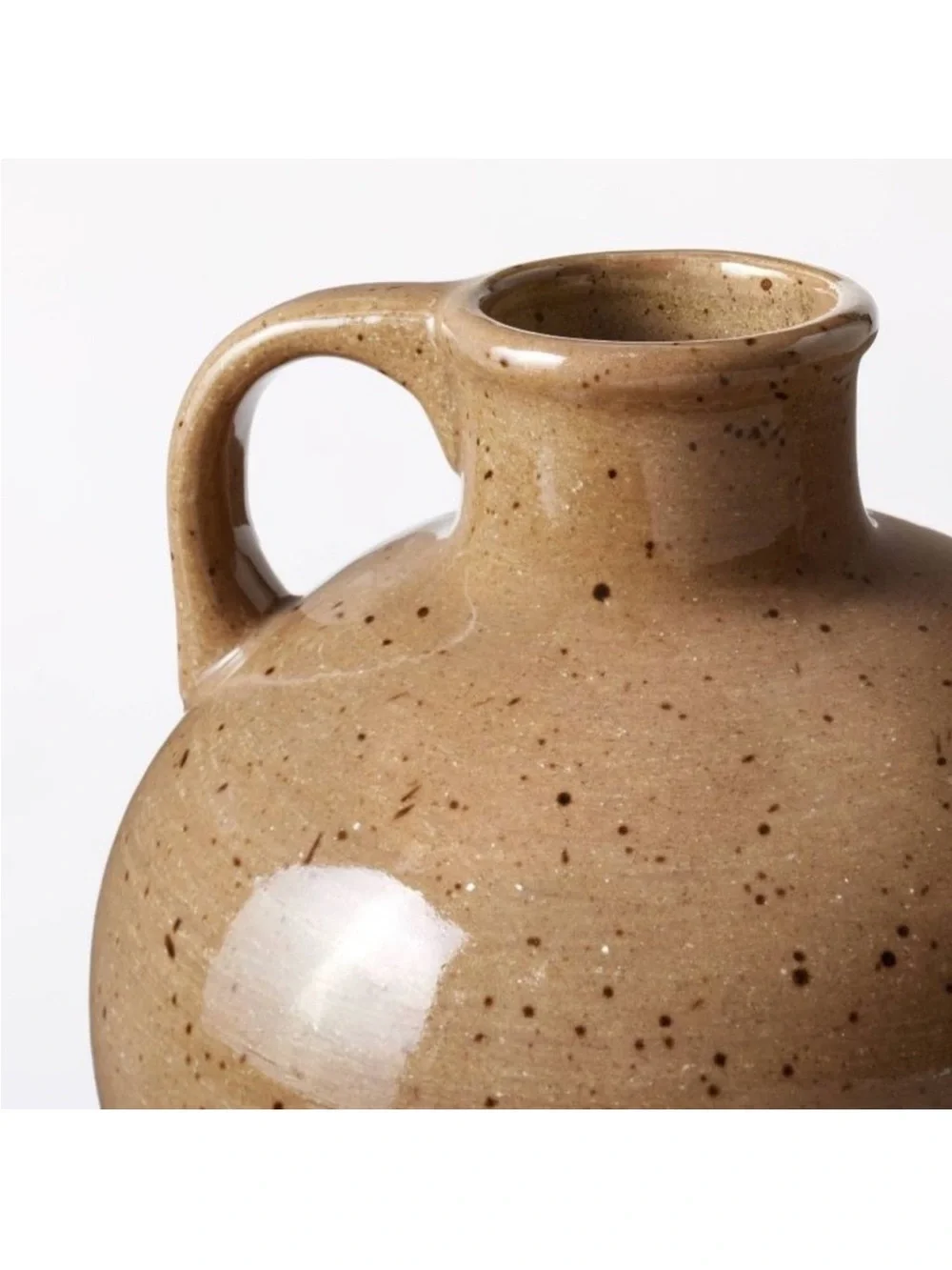 Studio McGee Handled Vintage Vase Pot - Threshold Brown FALL Stoneware Speckled